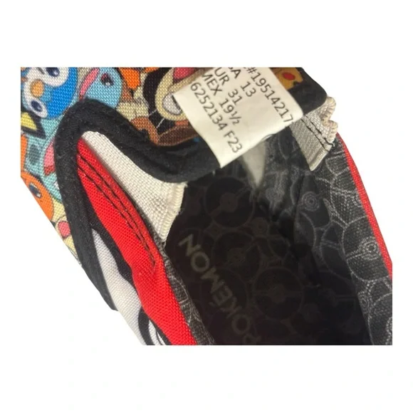 Pokemon Round Up Red and Black Kids Low Top Slip On Canvas Sneakers Size 13 - Picture 3 of 11